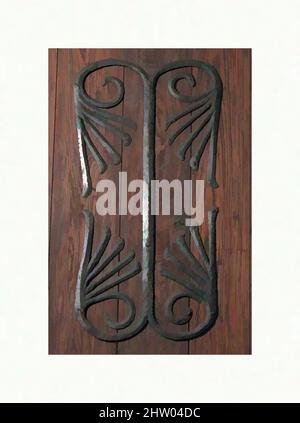 Art inspired by Door Mount, possibly 11th century, Made in Limousin, France, French, Iron, Overall: 16 3/8 x 34 3/16 in. (41.6 x 86.9 cm), Metalwork-Iron, Their utilitarian function notwithstanding, medieval door mounts are often ornately designed, with geometric and fanciful motifs, Classic works modernized by Artotop with a splash of modernity. Shapes, color and value, eye-catching visual impact on art. Emotions through freedom of artworks in a contemporary way. A timeless message pursuing a wildly creative new direction. Artists turning to the digital medium and creating the Artotop NFT Stock Photo