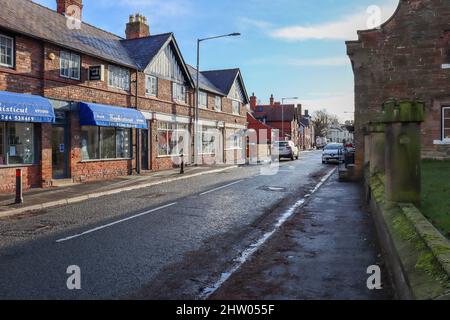 View down Glynne Way in a pretty North Wales Village called Hawarden Stock Photo