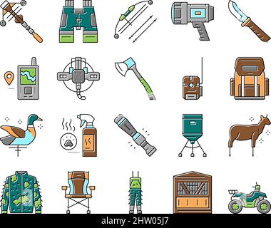 Hunting Shop Selling Collection Icons Set Vector Stock Vector Image ...