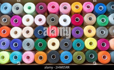 Colourful reels of thread Stock Photo