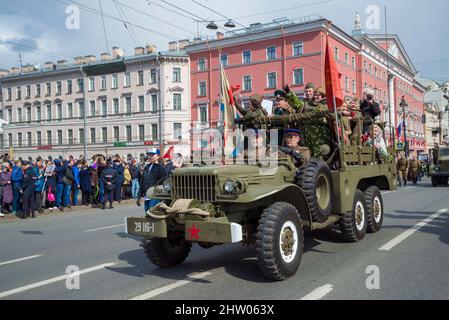 SAINT PETERSBURG, RUSSIA - MAY 09, 2017: American military retro car Dodge WC-63 (Dodge three quarters) on the retro car parade in honor of Victory Da Stock Photo