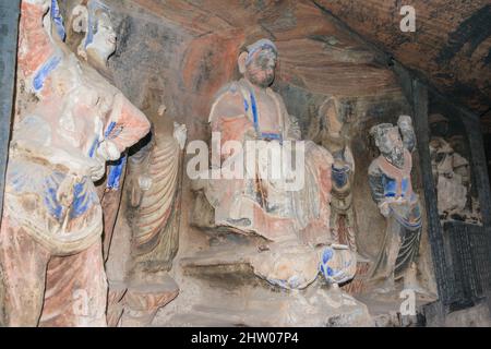 BIN, CHINA - Bin County Cave Temple (UNESCO World heritage site). a famous Temple in Bin County, Shaanxi, China. Stock Photo