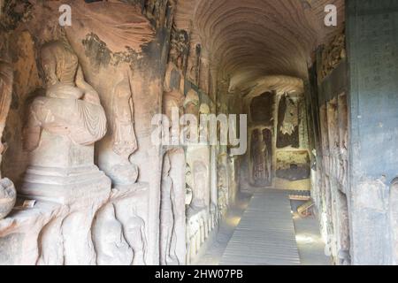 BIN, CHINA - Bin County Cave Temple (UNESCO World heritage site). a famous Temple in Bin County, Shaanxi, China. Stock Photo