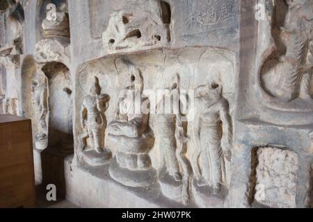 BIN, CHINA - Bin County Cave Temple (UNESCO World heritage site). a famous Temple in Bin County, Shaanxi, China. Stock Photo