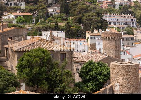 medieval town of tossa de mar on the costa brava surrounded by a wall Stock Photo