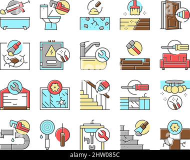 Home Repair Occupation Collection Icons Set Vector Stock Vector Image ...