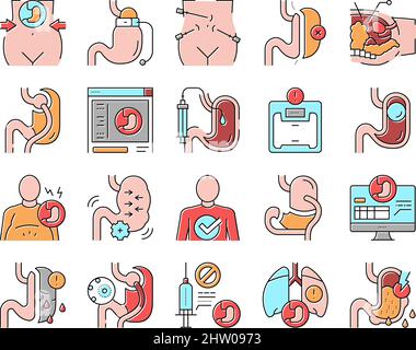 Bariatric Surgery Collection Icons Set Vector . Stock Vector