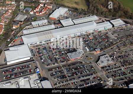 aerial view of the Shopping Park at Giltbrook in Nottingham (on the A610 road), Nottinghamshire, UK Stock Photo