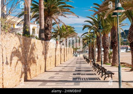 Praia da Luz, beach promenade in Portugal's Algarve Stock Photo