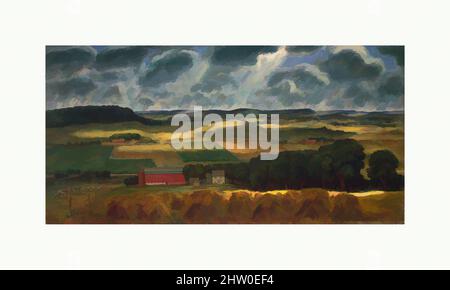 Art inspired by Wisconsin Landscape, 1938–39, Oil on canvas, 42 x 84 in. (106.7 x 213.4 cm), Paintings, John Steuart Curry (American, Dunavant, Kansas 1897–1946 Madison, Wisconsin), Wisconsin Landscape is an idealized composite of farm scenes that Curry saw while traveling around the, Classic works modernized by Artotop with a splash of modernity. Shapes, color and value, eye-catching visual impact on art. Emotions through freedom of artworks in a contemporary way. A timeless message pursuing a wildly creative new direction. Artists turning to the digital medium and creating the Artotop NFT Stock Photo