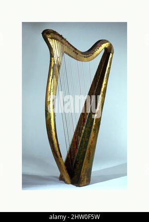 Art inspired by Portable Harp, 1819, Dublin, Ireland, Irish, Wood, various materials, Height: extreme 91.0 cm., Length of pillar 87.0 cm., Soundboard: resonating length 82.6 cm., greatest width 21.2 cm.;, Chordophone-Harp, John Egan (active ca. 1804–1841, Classic works modernized by Artotop with a splash of modernity. Shapes, color and value, eye-catching visual impact on art. Emotions through freedom of artworks in a contemporary way. A timeless message pursuing a wildly creative new direction. Artists turning to the digital medium and creating the Artotop NFT Stock Photo