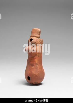 Art inspired by Pottery Whistle, Pre-Columbian, 300–600, Central Plateau, Mexico, Mexican, Clay, L. 100 mm.; W. 36 mm.; D. 42 mm. Wt. 44 g., Aerophone-Whistle Flute-whistle, Classic works modernized by Artotop with a splash of modernity. Shapes, color and value, eye-catching visual impact on art. Emotions through freedom of artworks in a contemporary way. A timeless message pursuing a wildly creative new direction. Artists turning to the digital medium and creating the Artotop NFT Stock Photo