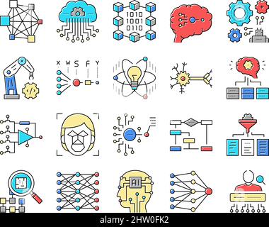 mathematical model neural network color icon vector illustration Stock ...