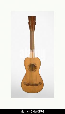 Art inspired by Guitar, 1797, Madrid, Spain, Spanish, Spruce or fir top, cypress back and ribs, mahogany neck, rosewood fingerboard and frets, ebony nut, gut strings, Chordophone-Lute-plucked-fretted, Benito Sanchez de Aguilera (Spanish, Madrid, active 1790–1800), This is the only, Classic works modernized by Artotop with a splash of modernity. Shapes, color and value, eye-catching visual impact on art. Emotions through freedom of artworks in a contemporary way. A timeless message pursuing a wildly creative new direction. Artists turning to the digital medium and creating the Artotop NFT Stock Photo