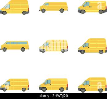 Set of 9 realistic trucks on a white background - Vector illustration Stock Vector