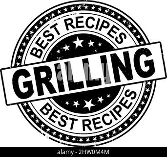 Grilling Recipes stamp ON A WHITE BACKGROUND Stock Vector