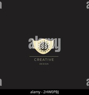 Logo abstract design vector template Negative space style. Startup Logotype concept icon Stock Vector
