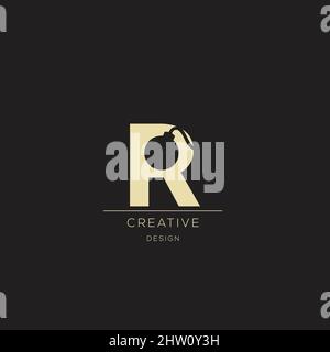Initial letter R NEGATIVE SPACE logo vector icon Stock Vector