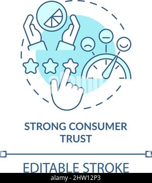 Strong consumer trust turquoise concept icon Stock Vector