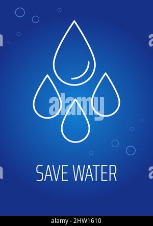 Sufficient water usage postcard with linear glyph icon Stock Vector