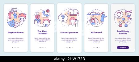 Manipulation cases onboarding mobile app screen Stock Vector