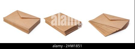 Brown craft envelope isolated on white background Stock Photo