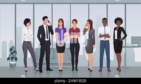 Stylish Business Characters in Office Design for Web Landing Page Premium Vector Stock Vector