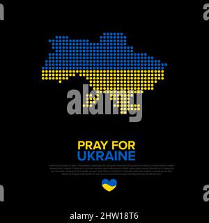 Save Ukraine support flyer postertemplate for social media header or layout. Illustration for supporting Ukraine with blue and yellow Ukraine map Stock Vector