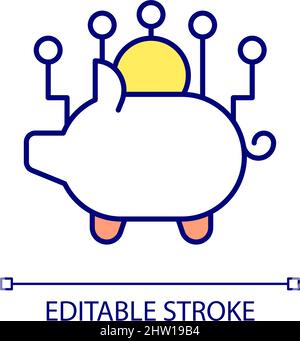 Saving money digitally RGB color icon Stock Vector