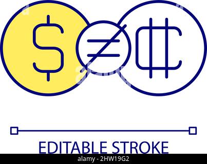Crypto differing from physical currency RGB color icon Stock Vector