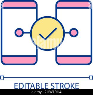 Connected smartphones RGB color icon Stock Vector