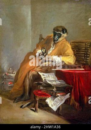 The Monkey Antiquarian, painting in oil on canvas, after 1740 by Jean Baptiste Siméon Chardin Stock Photo