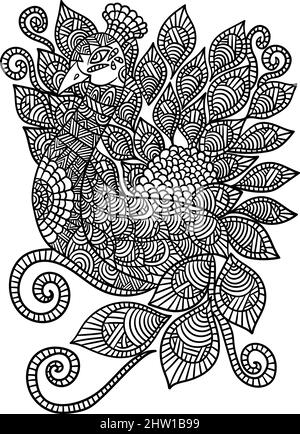 Peacock Mandala Coloring Pages for Adults Stock Vector