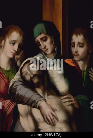 Art inspired by The Lamentation, ca. 1560, Oil on walnut, 35 × 24 5/8 in. (89 × 62.5 cm), Paintings, Luis de Morales (Spanish, Plasencia (?) 1510/11–1586 Alcántara), Active in the town of Badajoz, in western Spain, Luis de Morales was celebrated for his devotional images. Their, Classic works modernized by Artotop with a splash of modernity. Shapes, color and value, eye-catching visual impact on art. Emotions through freedom of artworks in a contemporary way. A timeless message pursuing a wildly creative new direction. Artists turning to the digital medium and creating the Artotop NFT Stock Photo