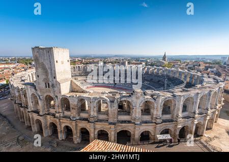 France, Bouches du Rhone, Arles, the Arenas, Roman Amphitheatre of 80-90 AD, listed as World Heritage by UNESCO Stock Photo