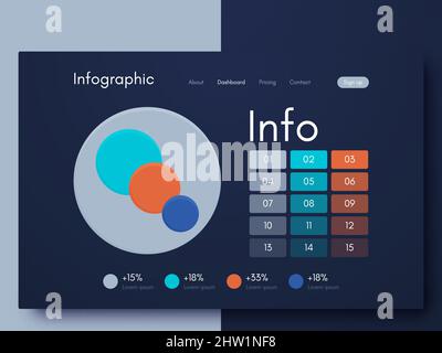 Modern infographic vector elements for business brochures. Use in website, corporate brochure, advertising and marketing. Pie charts, line graphs Stock Vector