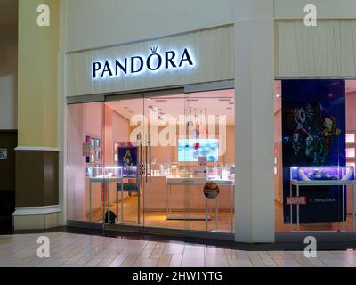 Pandora jewellery retail shop inside 