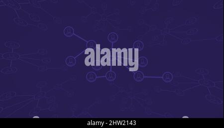 Image of network of connections over blue background Stock Photo