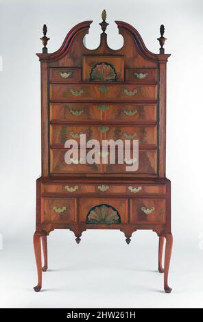 Art inspired by Chest of Drawers, 1730–60, Made in Boston, Massachusetts, United States, American, Walnut, walnut veneer, white pine, 90 x 44 x 22 1/4 in. (228.6 x 111.8 x 56.5 cm), Furniture, In the 1730s, Boston cabinetmakers transformed the traditional flat-top, turned-leg William, Classic works modernized by Artotop with a splash of modernity. Shapes, color and value, eye-catching visual impact on art. Emotions through freedom of artworks in a contemporary way. A timeless message pursuing a wildly creative new direction. Artists turning to the digital medium and creating the Artotop NFT Stock Photo