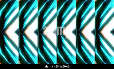 Triangular pattern with neon flickers. Motion. Repeating pattern of triangular shimmering lines. Neon triangular pattern flickers and changes. Stock Photo