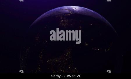 Abstraction of realistic world globe spinning slowly animation. Planet ...
