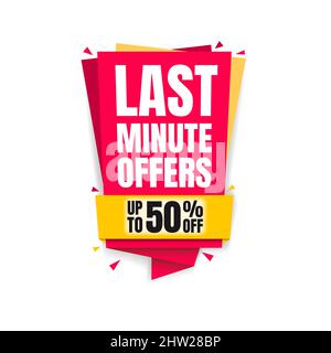 Last Minute Offers Up To 50% Off Shopping Label Stock Vector