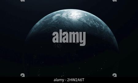 Abstraction of realistic world globe spinning slowly animation. Planet ...