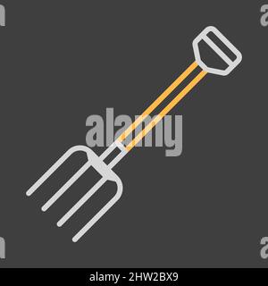 Garden pitchfork isolated vector icon. Graph symbol for agriculture, garden and plants web site and apps design, logo, app, UI Stock Vector
