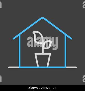 Greenhouse with seedlings inside vector icon. Graph symbol for agriculture, garden and plants web site and apps design, logo, app, UI Stock Vector