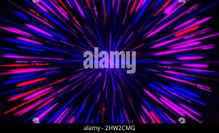 Abstract radial lines geometric background concentrated around the glowing small sphere. Animation. Beautiful outer space galaxy tunnel, seamless loop Stock Photo