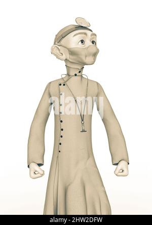 old doctor cartoon is ready, 3d illustration Stock Photo