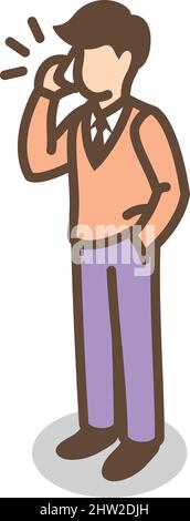 Manager taking phone call. Work conversation icon Stock Vector