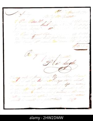 Art inspired by Plan, Letter, and Bill for Wallpaper for the Hall of the  Van Rensselaer Mansion, 1768, American, Parchment paper, 14 3/8 x 19 3/4  in. (36.5 x 50.2 cm), Natural Substances, Philip Livingston, Classic works  modernized by Artotop with a splash of
