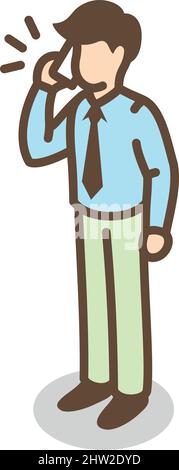 Man speaking on phone. Businessman taking work call Stock Vector